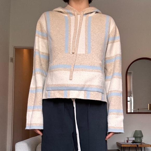 La ligne Beige and Blue Striped Baja Hoodie size small - Picture 8 of 8